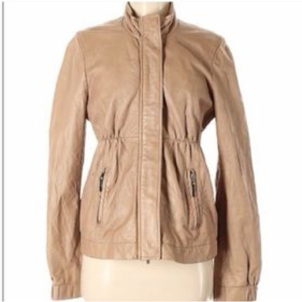 VINCE VINTAGE TAN LEATHER UTILITY JACKET